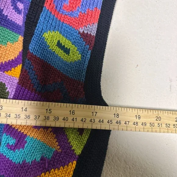 BS Collection Handmade Sweater Vest Women M Tapestry Abstract Pima Cotton Peru - Picture 7 of 11